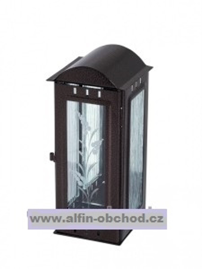 Obrázek z Svítilna na pomník závěsná velká oblá střecha- staroměď 