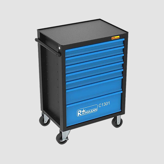 Obrázek z Montážní vozík na nářadí kovový prázdný 7 zásuvek 135 dílů 