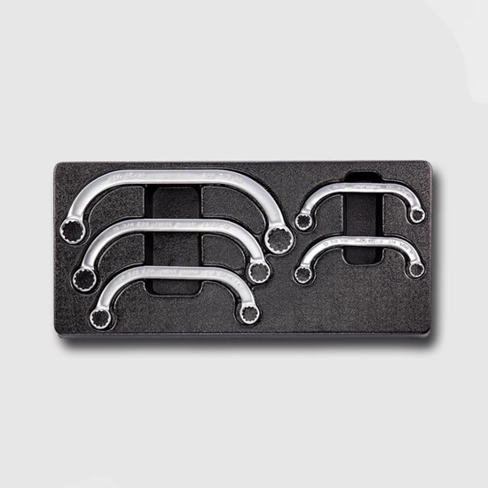 Obrázek z Sada očkových zahnutých klíčů 5 dílů, plastové plato B 